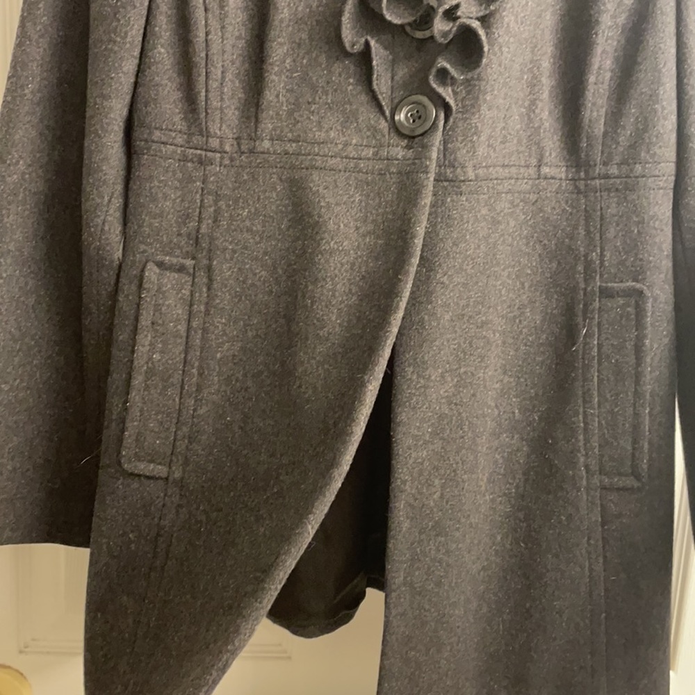Dark Grey 4 Button Ruffle Lined Jacket M - Picture 3 of 4